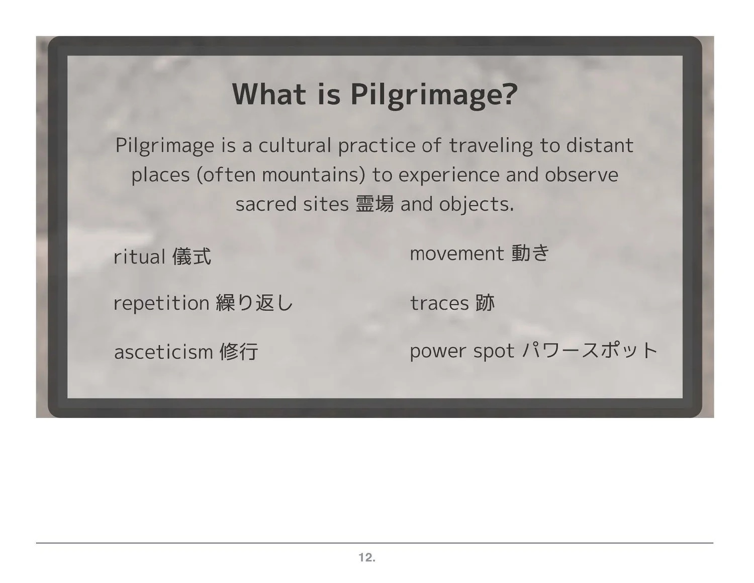 Prezi frame: what is pilgrimage?