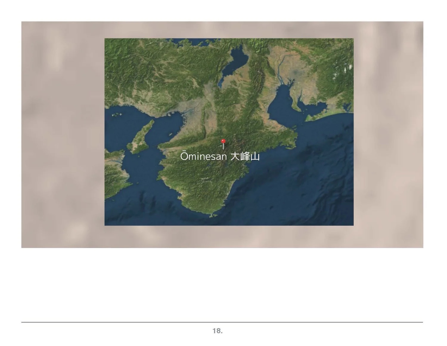 Prezi frame: satellite view of the Ōmine range.