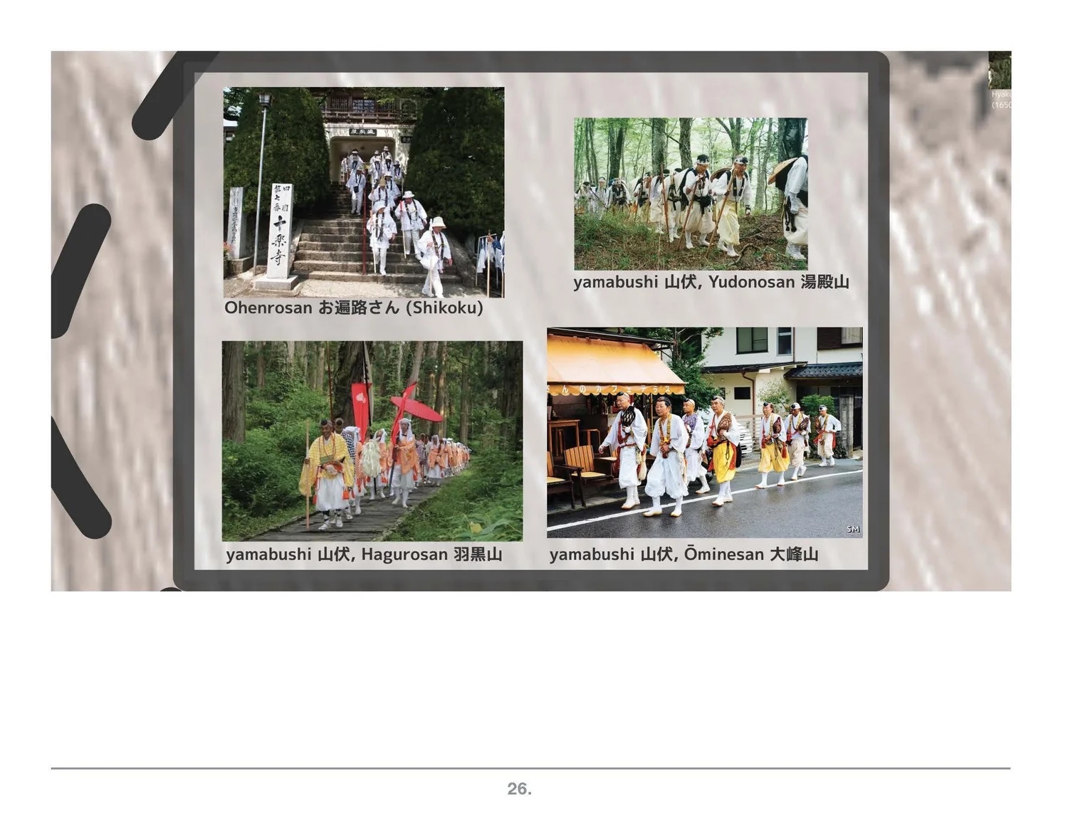 Prezi frame: white-clad pilgrims on the road.