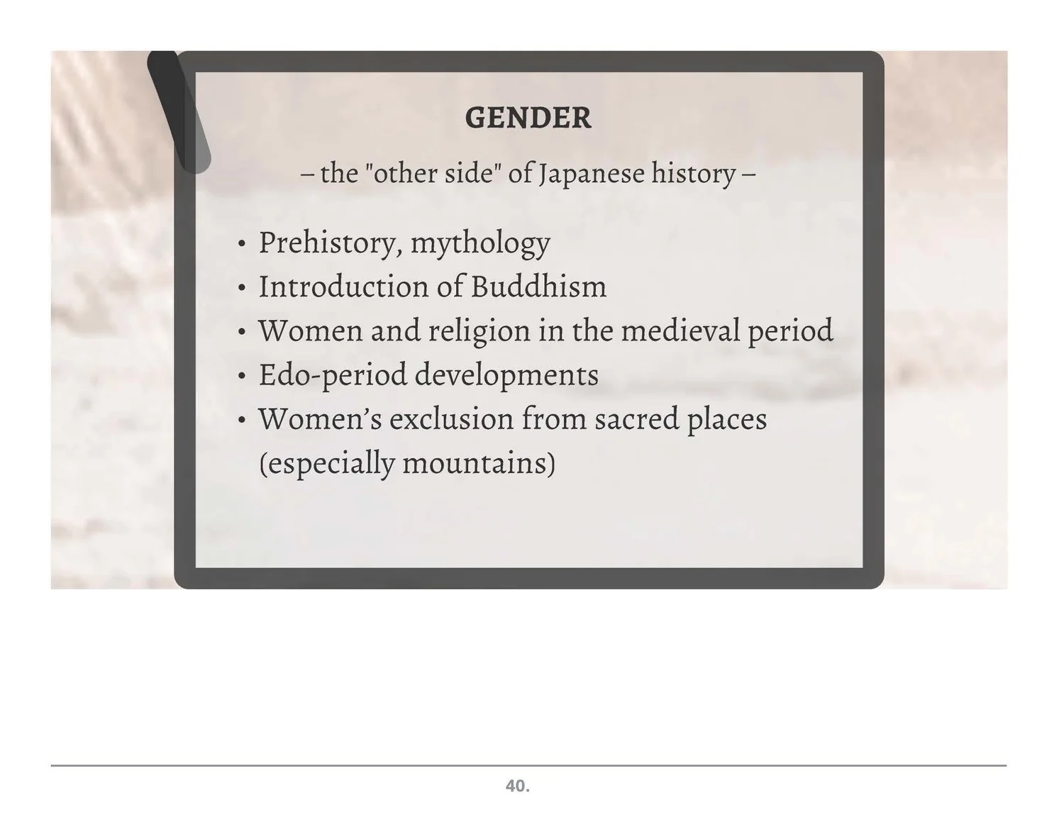 Prezi frame: gender—the “other side” of Japanese history.