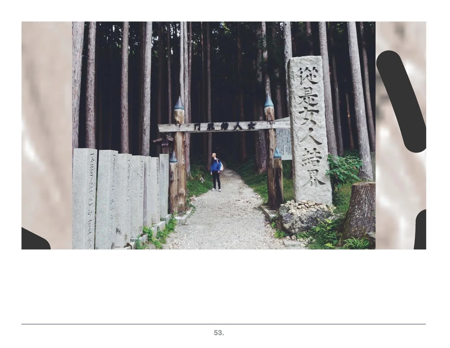 Prezi frame: trailhead gate with women’s boundary signs.