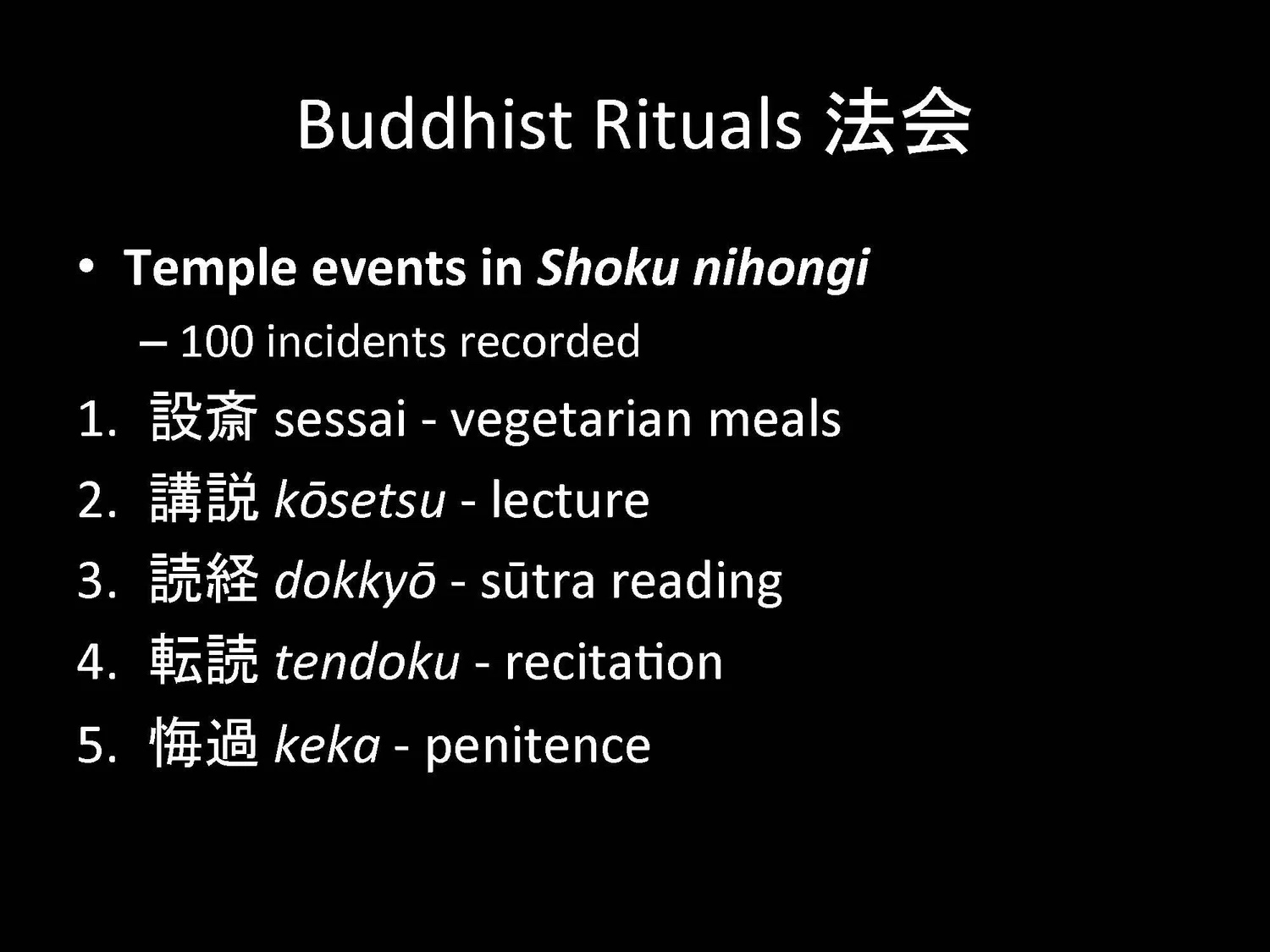Slide: buddha names recited during the Shuni-e.