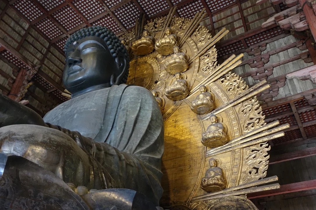 The Great Buddha in the dim hall.
