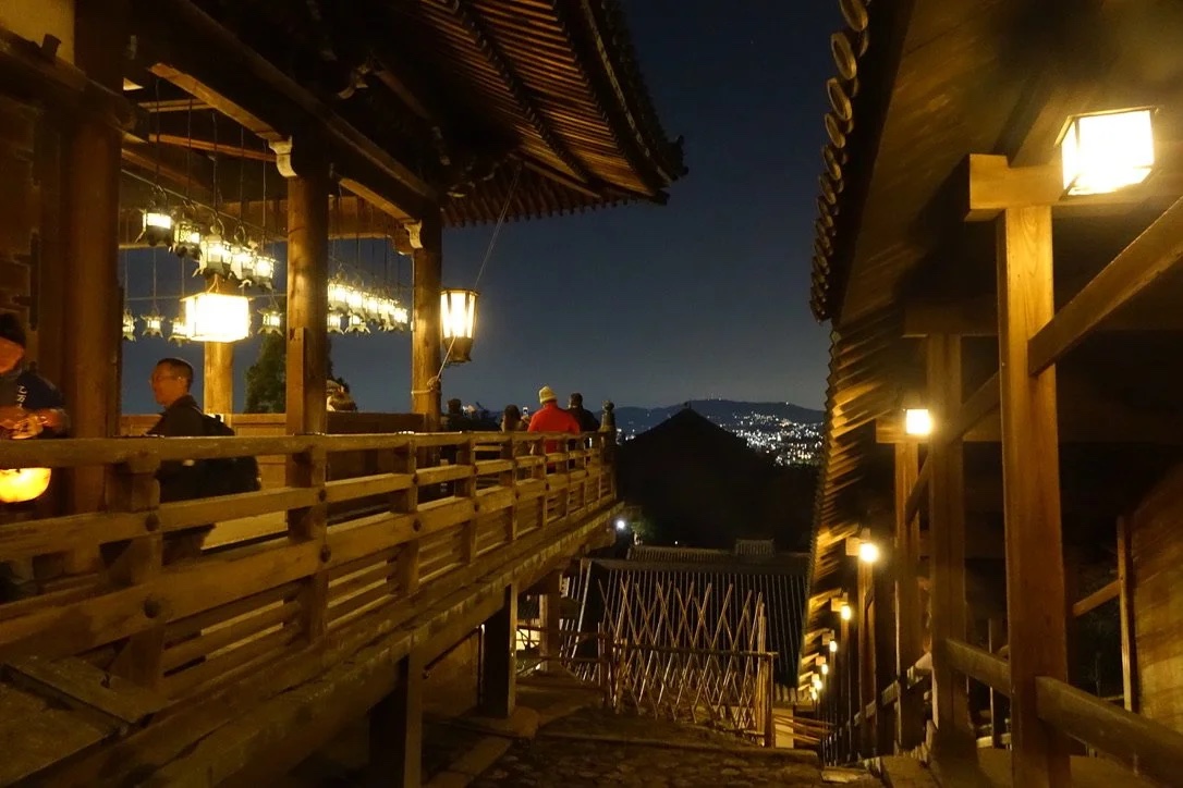 The Nigatsudō veranda at night.