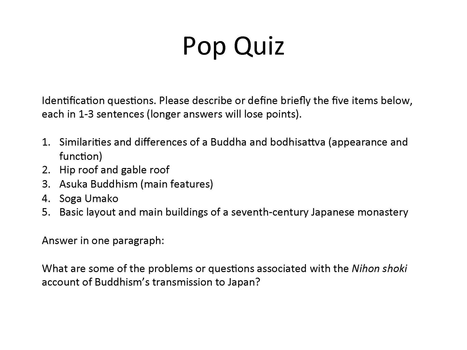 Slide: pop quiz.