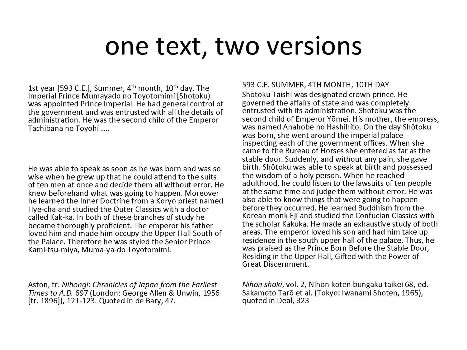Slide: one text, two versions.