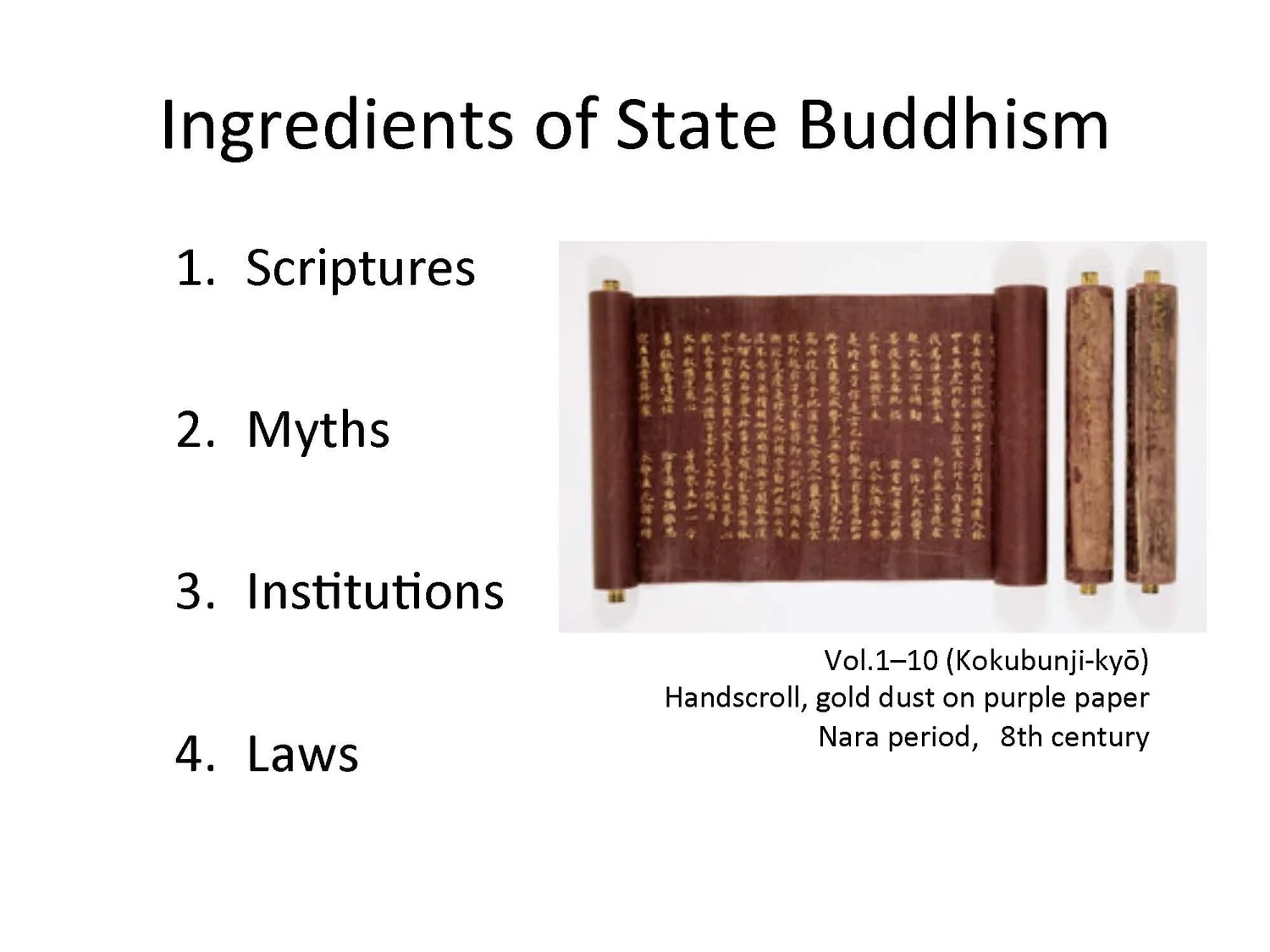 Slide: ingredients of state Buddhism.