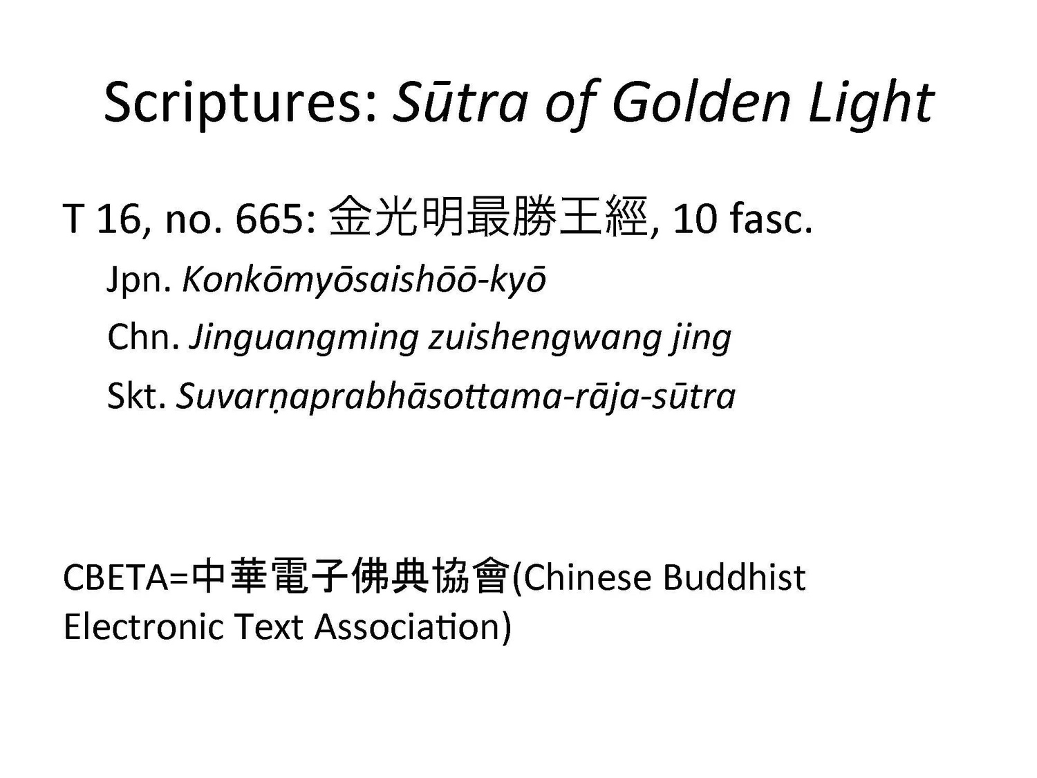 Slide: Sūtra of Golden Light.