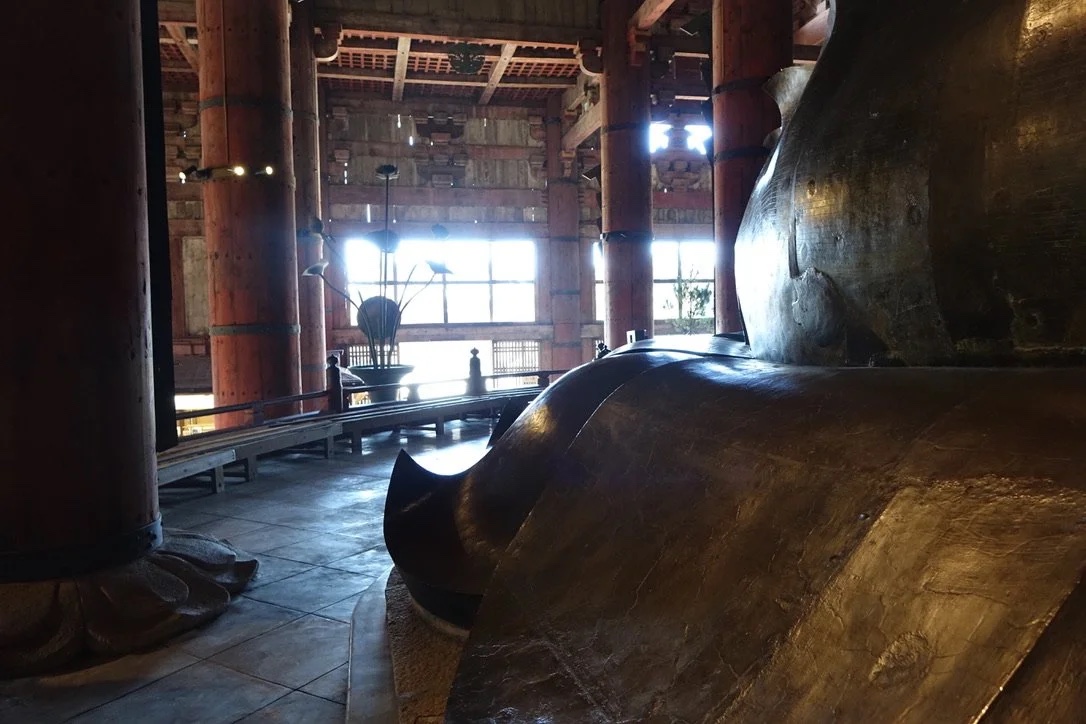 Roof structure above the Great Buddha, seen from the pedestal.