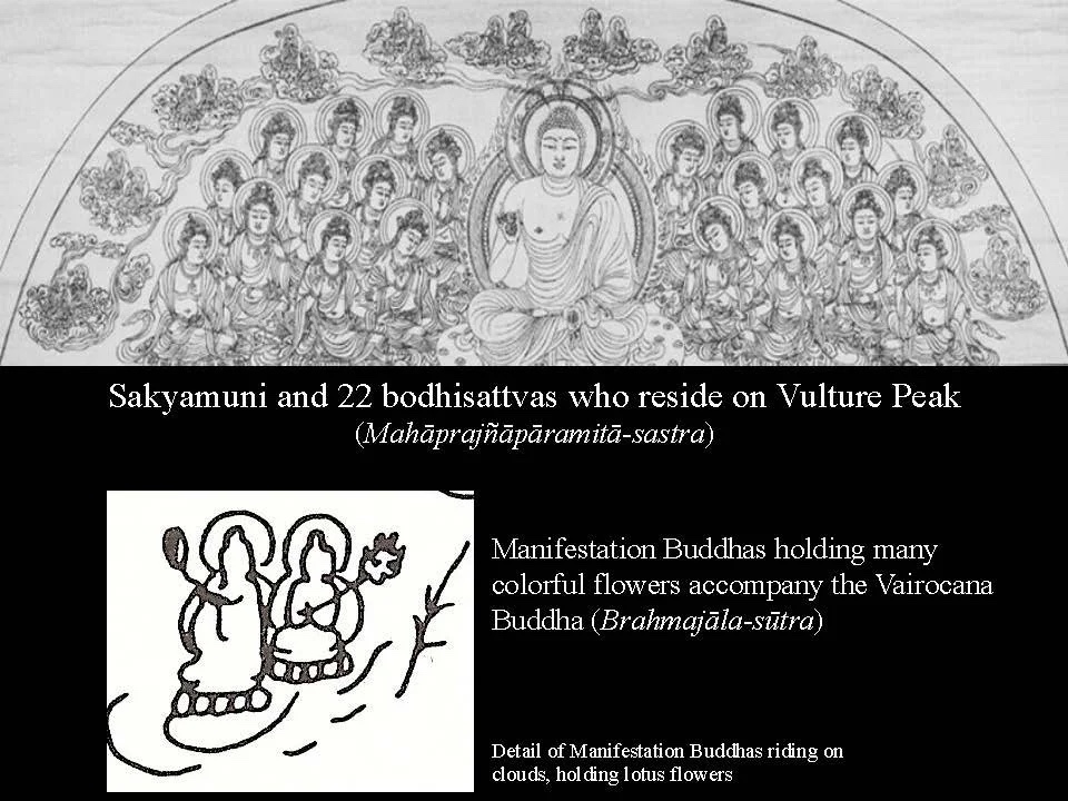 Slide: Śākyamuni and twenty-two bodhisattvas on Vulture Peak.