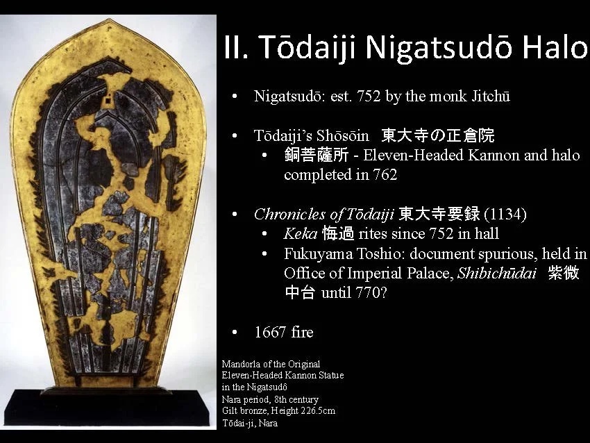 Slide: the Nigatsudō halo of Jitchū’s Shōkannon.