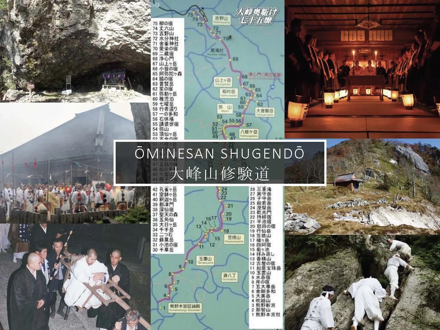 Slide: Ōminesan Shugendō—route map and practitioners.