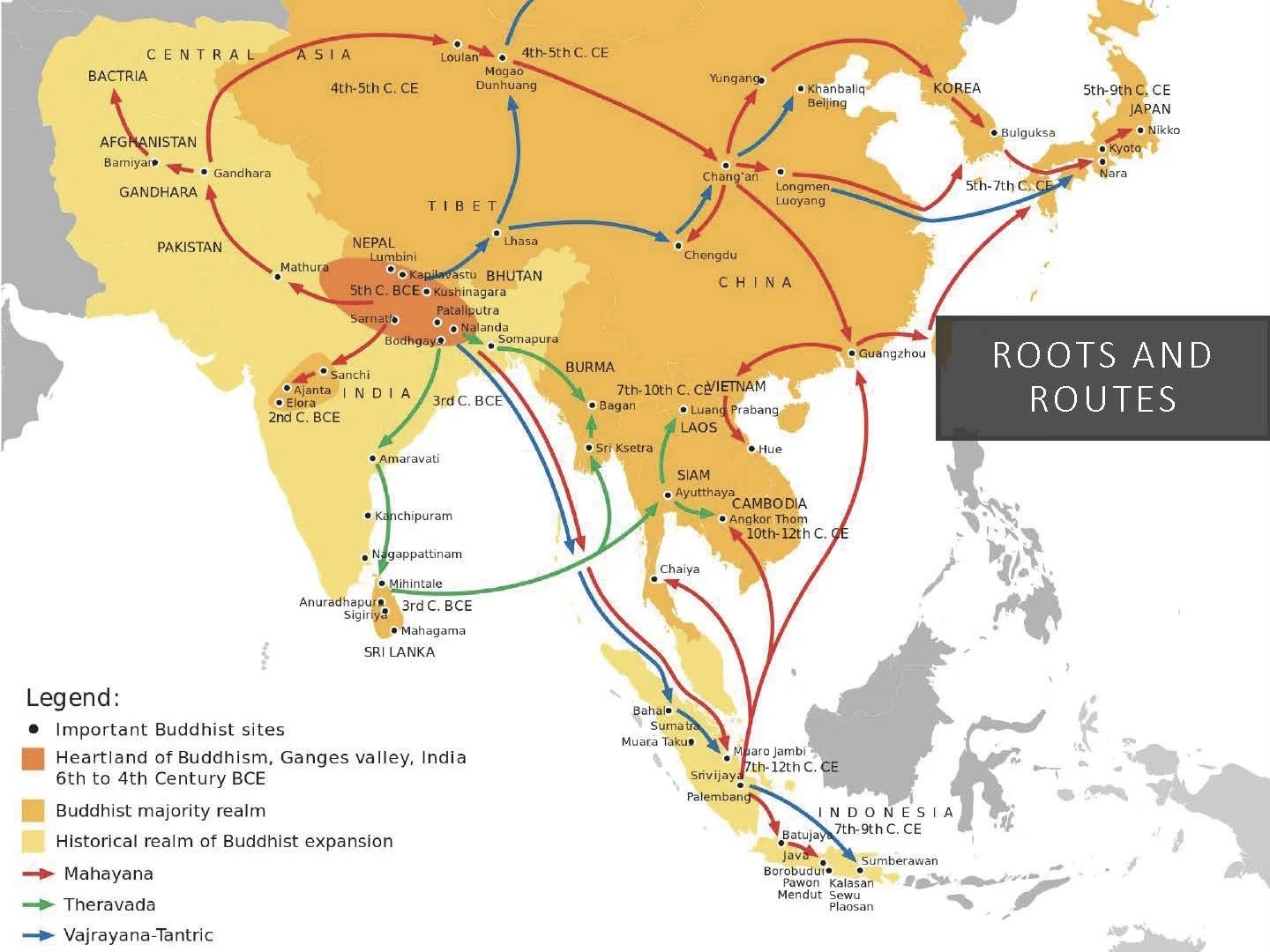 Slide: map of Buddhism’s transmission across Asia.