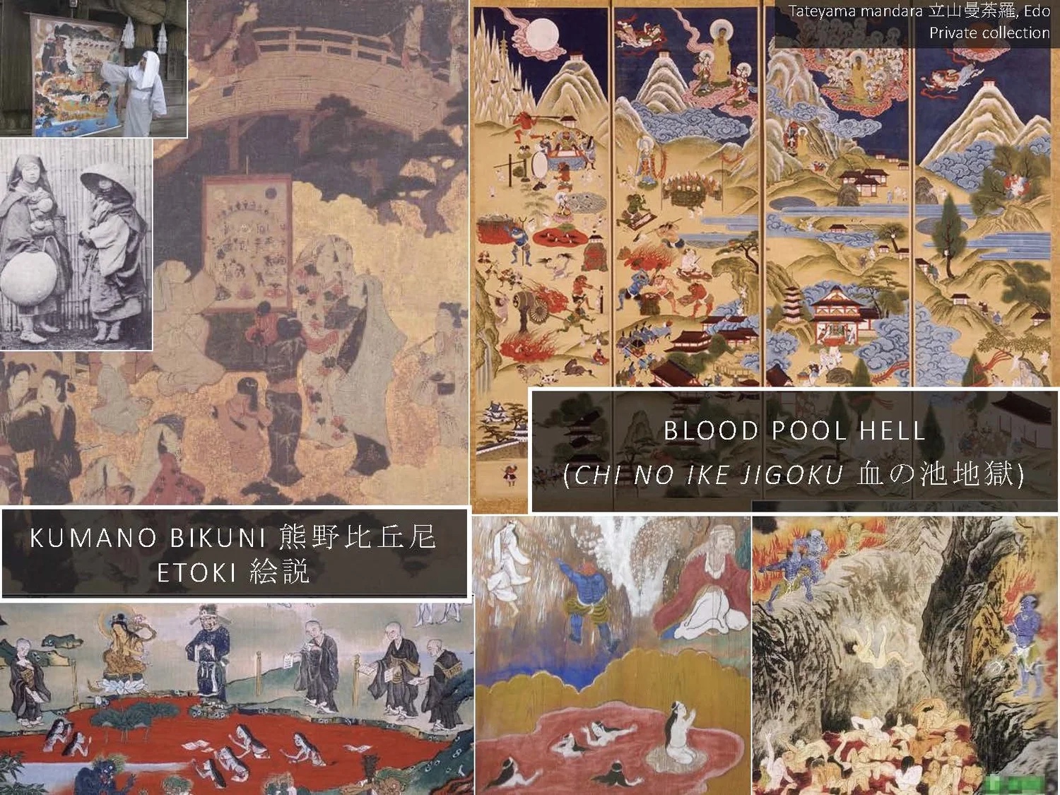 Slide: Kumano bikuni picture-deciphering and the blood pool hell.
