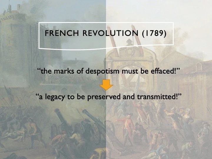 Slide: the French Revolution (1789) and heritage.
