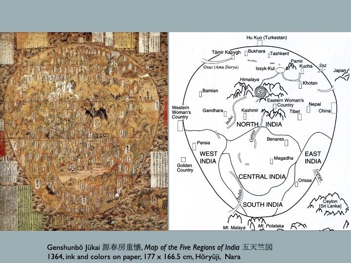 Slide: the same map with a schematic overlay of its world regions.