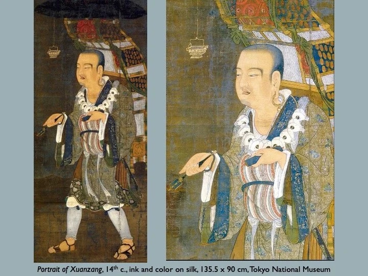 Slide: portrait of Xuanzang, Tokyo National Museum.