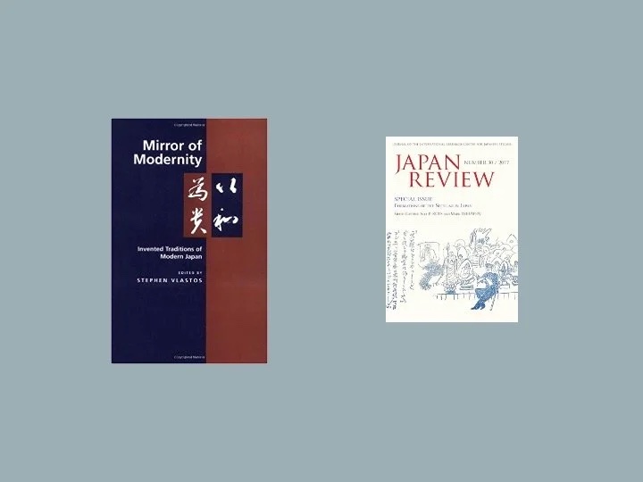 Slide: book covers—Mirror of Modernity and Japan Review.