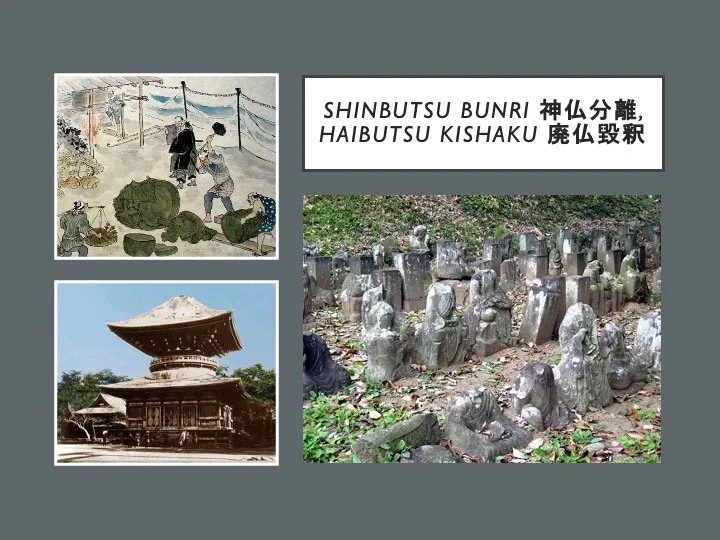 Slide: shinbutsu bunri and haibutsu kishaku.