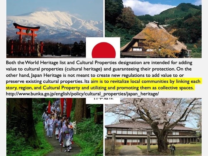 Slide: World Heritage and Japan Heritage compared.
