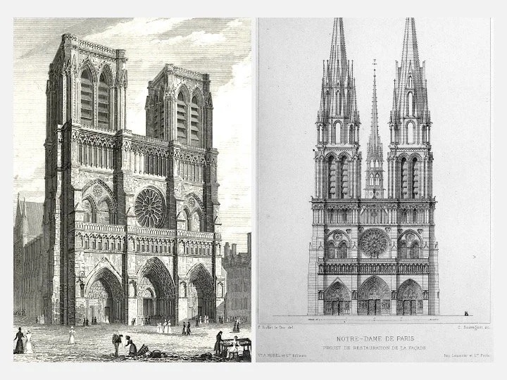 Slide: Notre-Dame engravings.