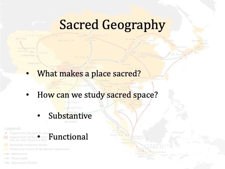 Slide: sacred geography—substantive and functional approaches.