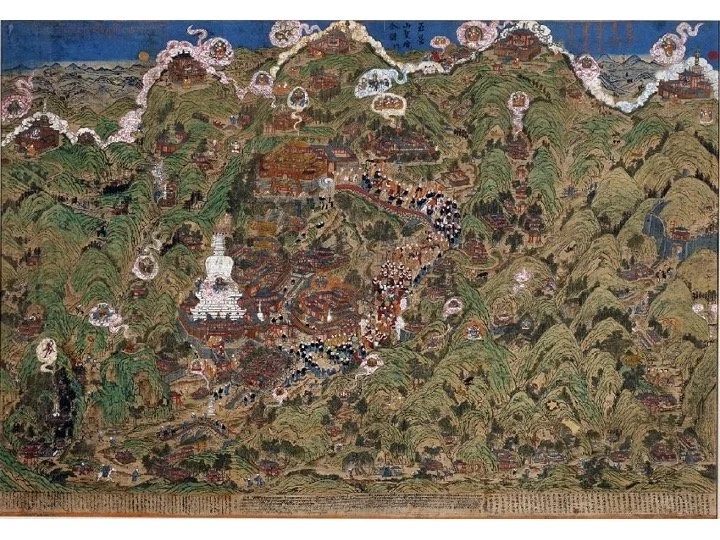 Slide: Dunhuang mural panorama of Wutaishan.